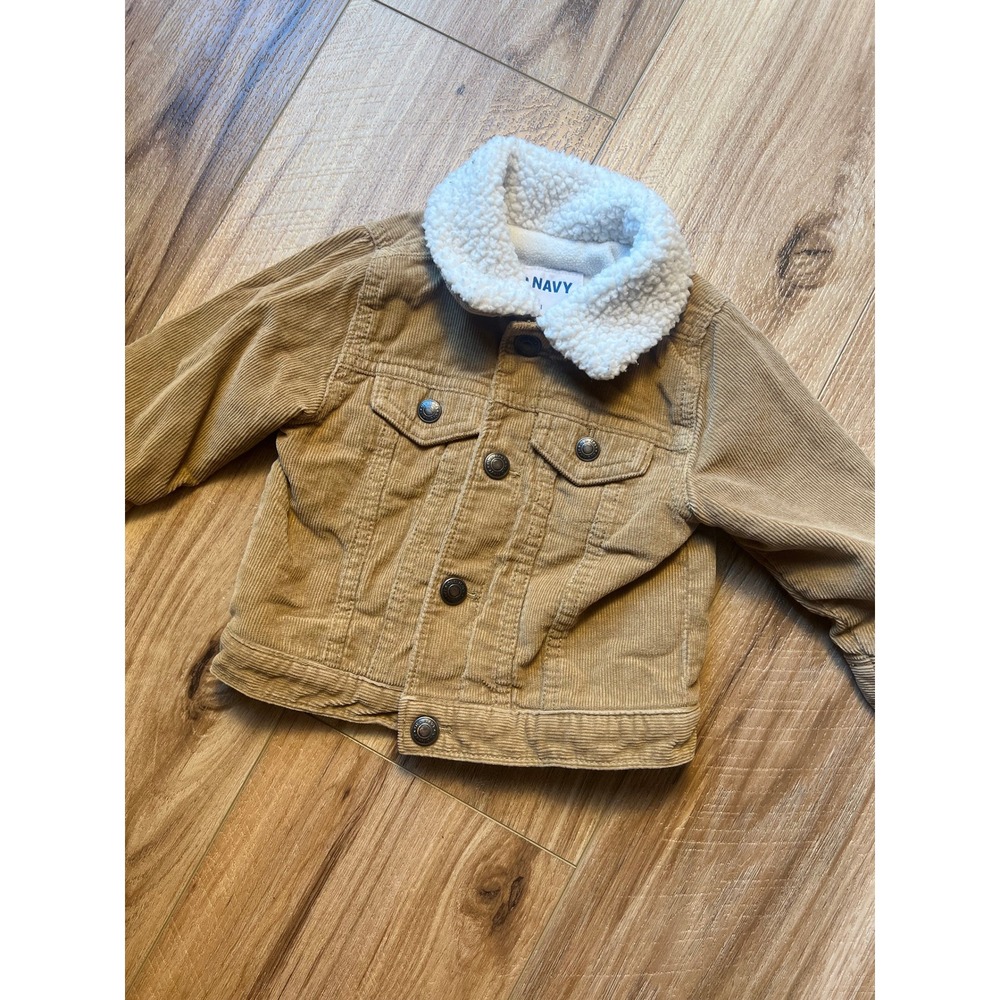 Old Navy Corduroy Jacket Kids 6-12M Tan Sherpa Collar Trucker Coat